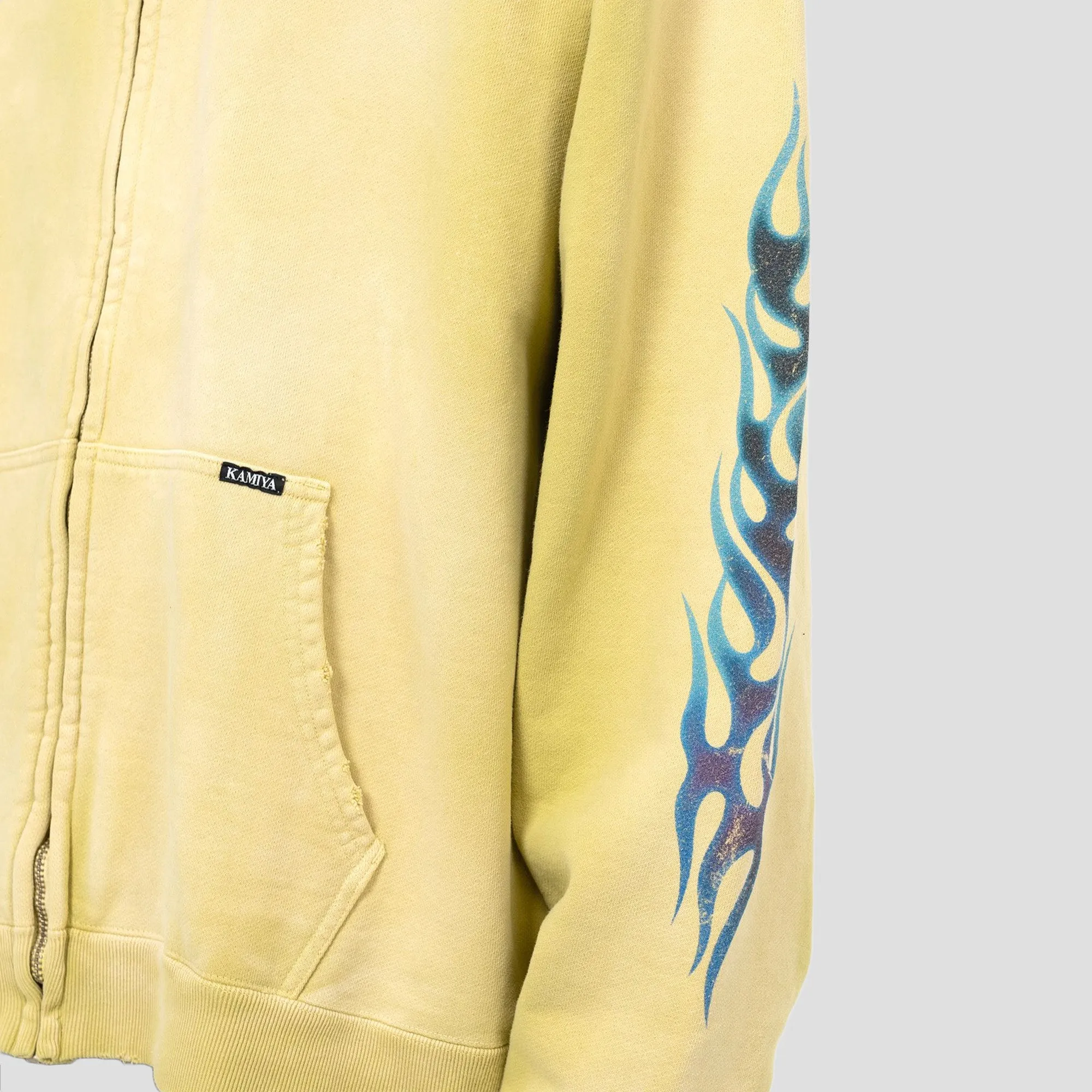 FIRE DISTRESSED ZIP HOODIE