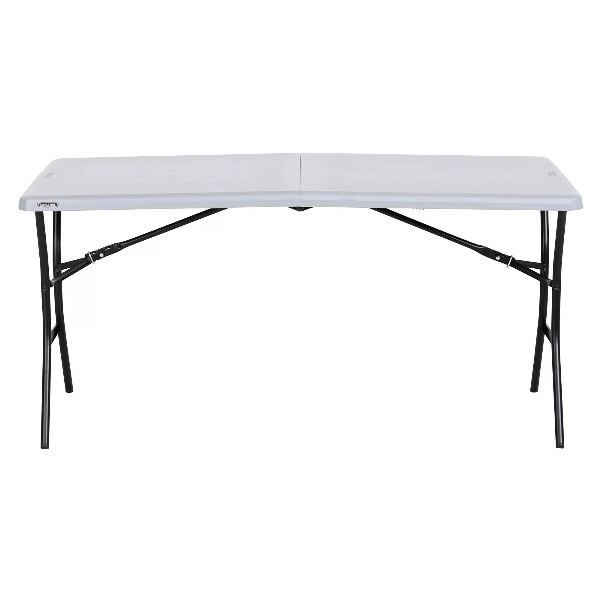 Lifetime 5 Foot Rectangle Fold-in-Half Table, Indoor/Outdoor Essential, Gray, 60.3" x 25.5" (80861)