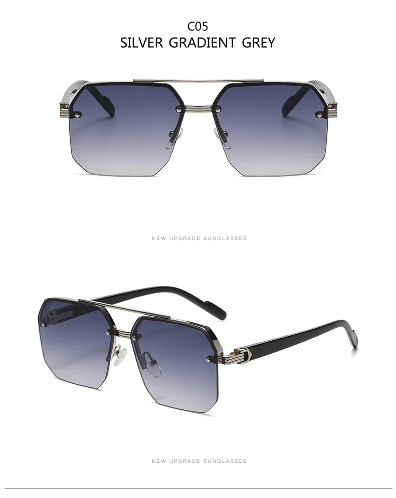 Men's Metal Sunglasses: Square Half Frame