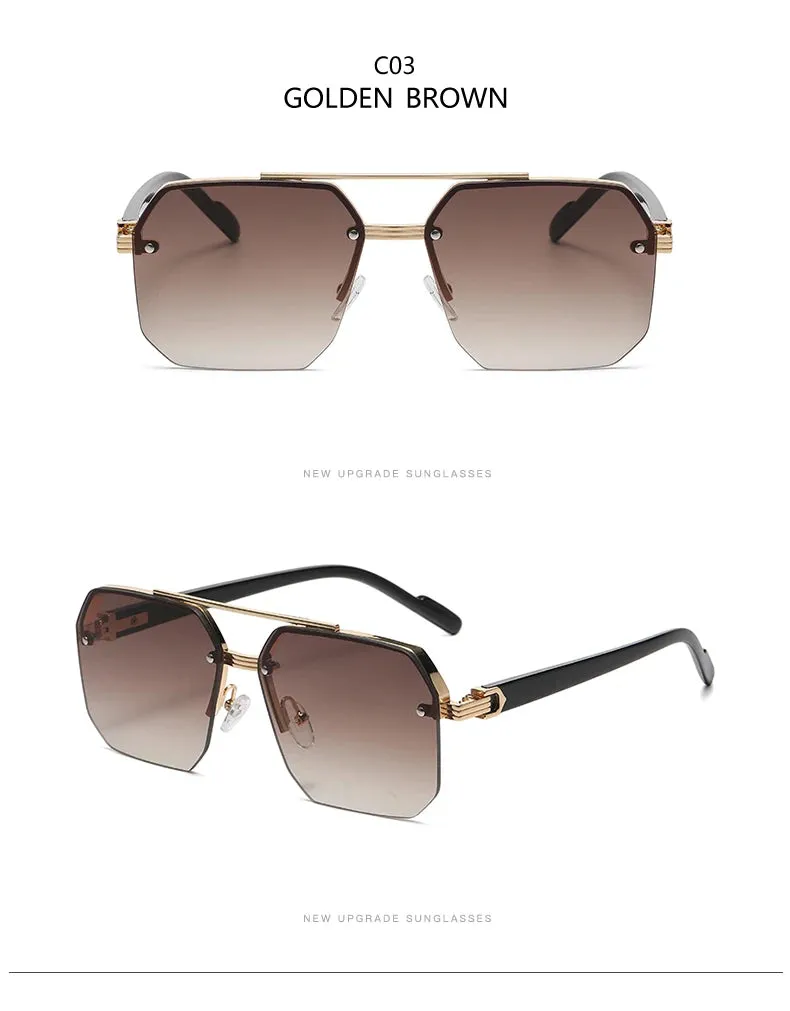 Men's Metal Sunglasses: Square Half Frame