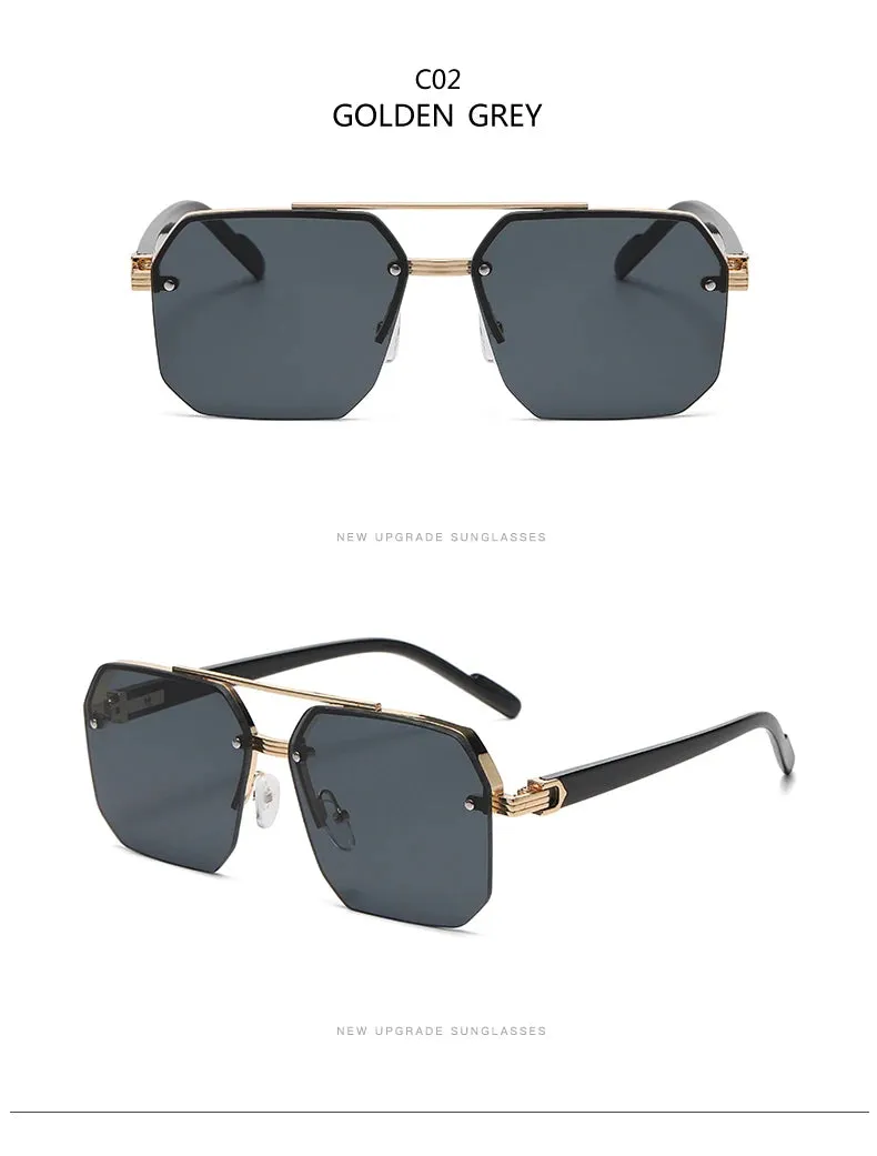 Men's Metal Sunglasses: Square Half Frame