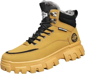 Men's Snow Boots Lightweight Waterproof Winter Boots Warm Plush Lined Shoes Anti-slip Cold Weather Shoes