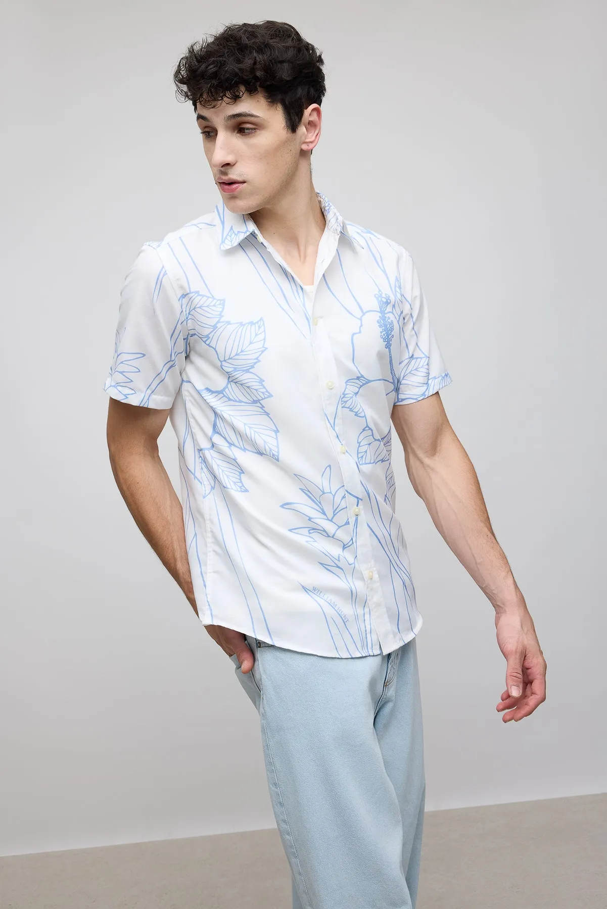 White Floral Resort Men's Shirt