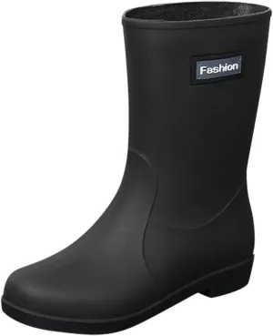 Women Wide Calf Rain Boots Light Waterproof Anti Slip PVC Rubber Garden Boot Matte Surface Work Walking Rain Shoes